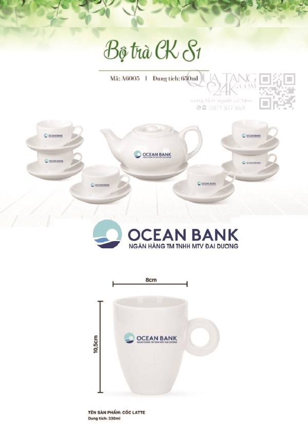 Bộ ấm chén ngân hàng Ocean Bank
